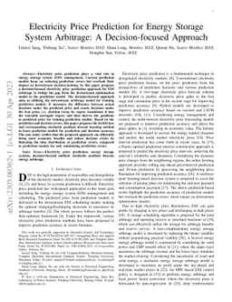 Electricity Price Prediction for Energy Storage System Arbitrage: A
  Decision-focused Approach