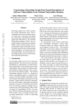 Constructing a Knowledge Graph from Textual Descriptions of Software
  Vulnerabilities in the National Vulnerability Database