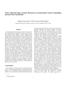 SLSG: Industrial Image Anomaly Detection by Learning Better Feature
  Embeddings and One-Class Classification