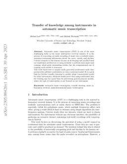 Transfer of knowledge among instruments in automatic music transcription