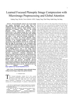 Learned Focused Plenoptic Image Compression with Microimage
  Preprocessing and Global Attention