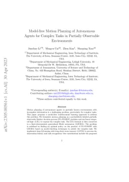 Model-free Motion Planning of Autonomous Agents for Complex Tasks in
  Partially Observable Environments