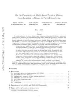 On the Complexity of Multi-Agent Decision Making: From Learning in Games
  to Partial Monitoring