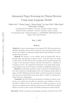 Automated Paper Screening for Clinical Reviews Using Large Language
  Models