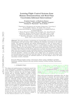 Learning Flight Control Systems from Human Demonstrations and Real-Time
  Uncertainty-Informed Interventions