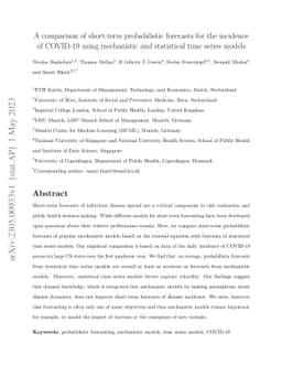 A comparison of short-term probabilistic forecasts for the incidence of
  COVID-19 using mechanistic and statistical time series models