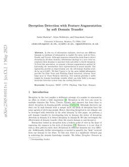 Deception Detection with Feature-Augmentation by soft Domain Transfer