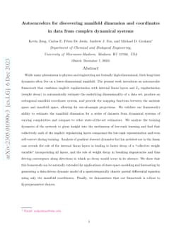 Autoencoders for discovering manifold dimension and coordinates in data
  from complex dynamical systems
