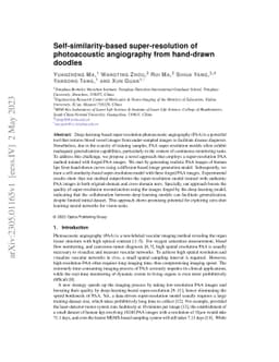 Self-similarity-based super-resolution of photoacoustic angiography from
  hand-drawn doodles