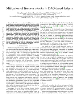 Mitigation of liveness attacks in DAG-based ledgers