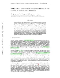 DABS: Data-Agnostic Backdoor attack at the Server in Federated Learning