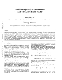 Absolute integrability of Mercer kernels is only sufficient for RKHS
  stability