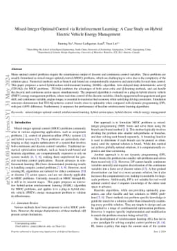 Mixed-Integer Optimal Control via Reinforcement Learning: A Case Study
  on Hybrid Electric Vehicle Energy Management