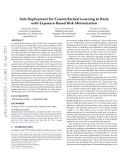Safe Deployment for Counterfactual Learning to Rank with Exposure-Based
  Risk Minimization