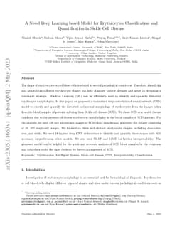A Novel Deep Learning based Model for Erythrocytes Classification and
  Quantification in Sickle Cell Disease