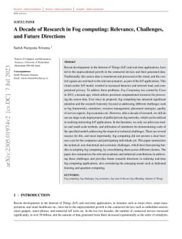 A Decade of Research in Fog computing: Relevance, Challenges, and Future
  Directions