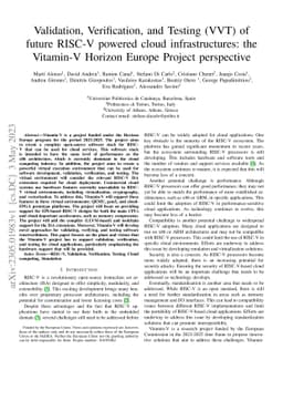 Validation, Verification, and Testing (VVT) of future RISC-V powered
  cloud infrastructures: the Vitamin-V Horizon Europe Project perspective
