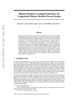 Human Machine Co-adaption Interface via Cooperation Markov Decision
  Process System