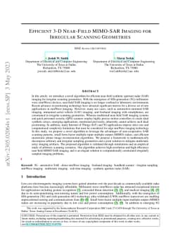 Efficient 3-D Near-Field MIMO-SAR Imaging for Irregular Scanning
  Geometries