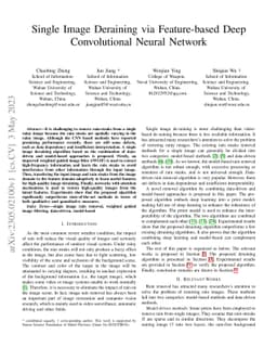 Single Image Deraining via Feature-based Deep Convolutional Neural
  Network