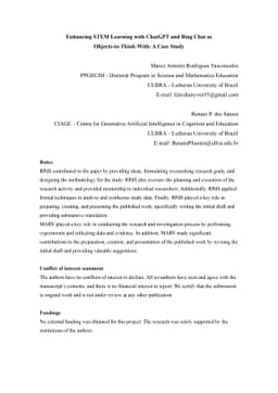 Enhancing STEM Learning with ChatGPT and Bing Chat as Objects to Think
  With: A Case Study