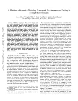 A Multi-step Dynamics Modeling Framework For Autonomous Driving In
  Multiple Environments