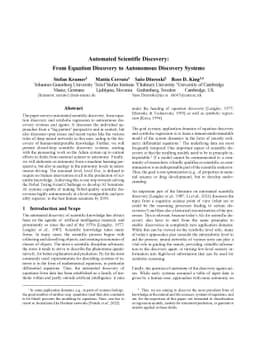 Automated Scientific Discovery: From Equation Discovery to Autonomous
  Discovery Systems