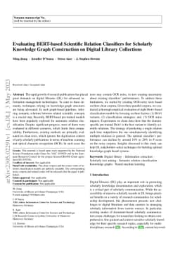 Evaluating BERT-based Scientific Relation Classifiers for Scholarly
  Knowledge Graph Construction on Digital Library Collections