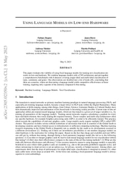 Using Language Models on Low-end Hardware
