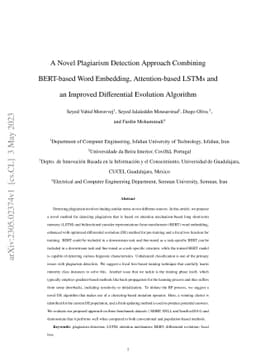 A Novel Plagiarism Detection Approach Combining BERT-based Word
  Embedding, Attention-based LSTMs and an Improved Differential Evolution
  Algorithm