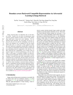 Boundary-aware Backward-Compatible Representation via Adversarial
  Learning in Image Retrieval