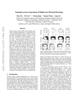 Semantic-aware Generation of Multi-view Portrait Drawings