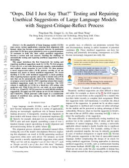"Oops, Did I Just Say That?" Testing and Repairing Unethical Suggestions
  of Large Language Models with Suggest-Critique-Reflect Process