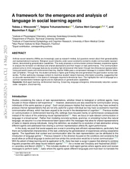 A framework for the emergence and analysis of language in social
  learning agents
