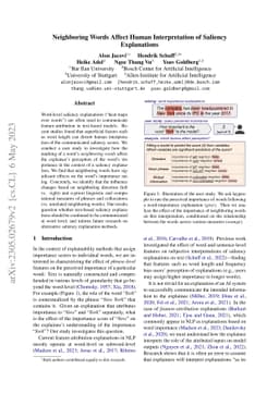 Neighboring Words Affect Human Interpretation of Saliency Explanations