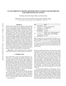 An Asynchronous Updating Reinforcement Learning Framework for
  Task-oriented Dialog System