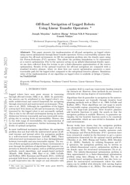 Off-Road Navigation of Legged Robots Using Linear Transfer Operators