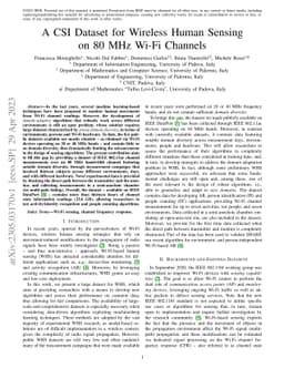 A CSI Dataset for Wireless Human Sensing on 80 MHz Wi-Fi Channels