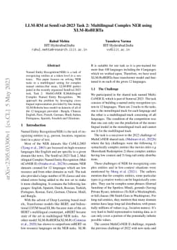 LLM-RM at SemEval-2023 Task 2: Multilingual Complex NER using
  XLM-RoBERTa