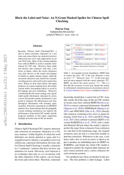 Block the Label and Noise: An N-Gram Masked Speller for Chinese Spell
  Checking