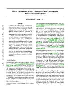 Shared Latent Space by Both Languages in Non-Autoregressive Neural
  Machine Translation