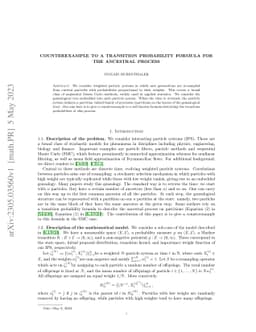Counterexample to a transition probability formula for the ancestral
  process