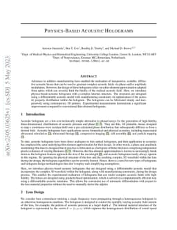 Physics-Based Acoustic Holograms