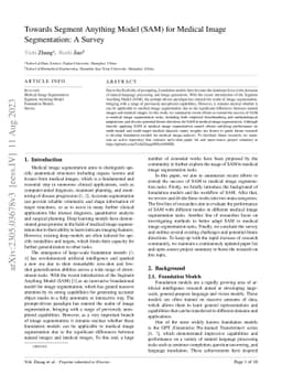 Towards Segment Anything Model (SAM) for Medical Image Segmentation: A
  Survey