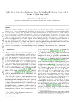 Judge Me in Context: A Telematics-Based Driving Risk Prediction
  Framework in Presence of Weak Risk Labels