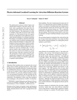 Physics-Informed Localized Learning for Advection-Diffusion-Reaction
  Systems