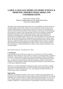 Large Language Models in Sport Science & Medicine: Opportunities, Risks
  and Considerations