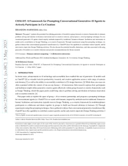 CHAI-DT: A Framework for Prompting Conversational Generative AI Agents
  to Actively Participate in Co-Creation
