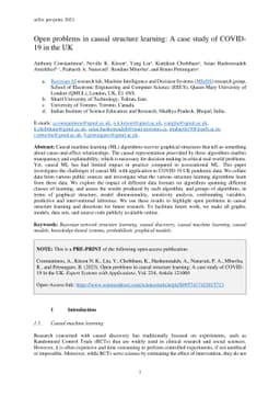 Open problems in causal structure learning: A case study of COVID-19 in
  the UK
