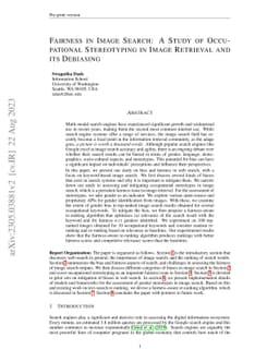 Fairness in Image Search: A Study of Occupational Stereotyping in Image
  Retrieval and its Debiasing